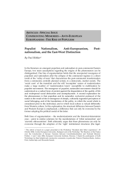 Populist Nationalism, Anti-Europeanism, Post