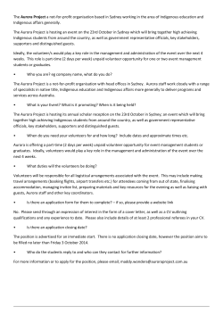 The Aurora Project a not-for-profit organisation based in Sydney