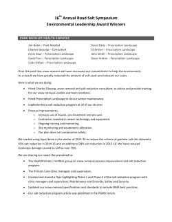 16 Annual Road Salt Symposium Environmental Leadership Award