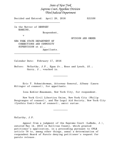 State of New York Supreme Court, Appellate Division Third Judicial