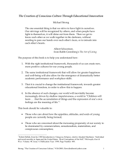 The Creation of Conscious Culture Through Educational