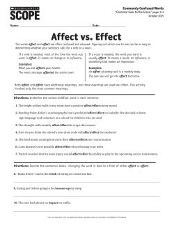 Affect vs. Effect