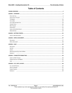 Table of Contents - The University of Akron