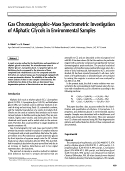Gas Chromatographic&mdash;Mass Spectrometric Investigation of