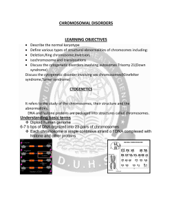 CHROMOSOMAL DISORDERS LEARNING OBJECTIVES