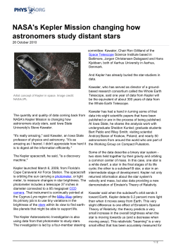 NASA`s Kepler Mission changing how astronomers study distant stars
