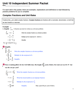 Summer Packet for Math 6 7