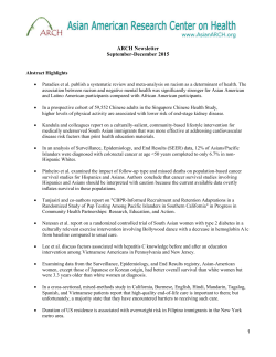 ARCH Newsletter September-December 2015