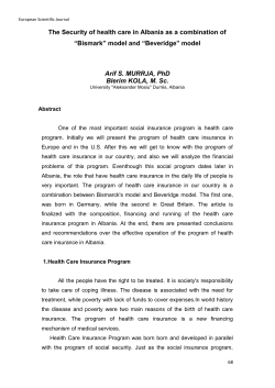 The Security of health care in Albania as a combination of &ldquo;Bismark