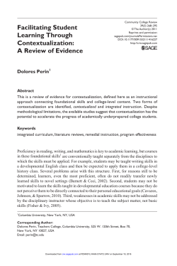 Facilitating Student Learning Through Contextualization