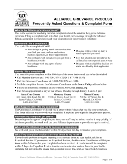 ALLIANCE GRIEVANCE PROCESS Frequently Asked Questions