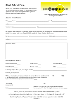 Client Referral Form - Good Morning Service