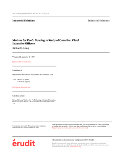 Motives for Profit Sharing: A Study of Canadian Chief