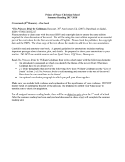 Prince of Peace Christian School Summer Reading 2017