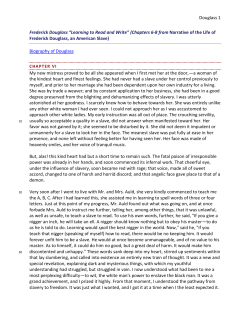 Douglass 1 Frederick Douglass &ldquo;Learning to Read and Write