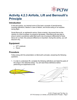 Activity 4.2.3 Airfoils, Lift and Bernoulli`s Principle Introduction