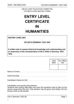 Life in Hitler`s Germany, 1933-1945