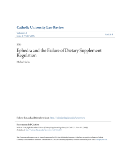 Ephedra and the Failure of Dietary Supplement Regulation