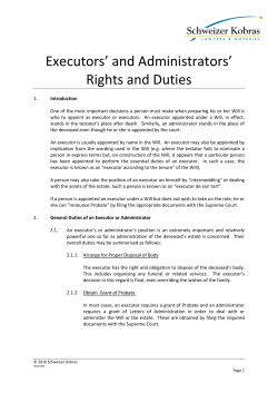 Executors` And Administrators` Rights And Duties