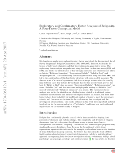 Exploratory and Confirmatory Factor Analyses of Religiosity. A Four