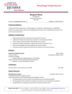 Kinesiology Sample Resume - University of Guelph