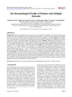 The Haematological Profile of Patients with Multiple Sclerosis