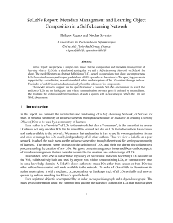 SeLeNe Report: Metadata Management and Learning Object