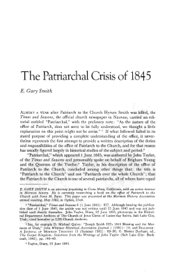 The Patriarchal Crisis of 1845 - Dialogue: A Journal of Mormon