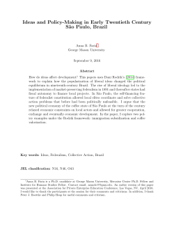 Ideas and Policy-Making in Early Twentieth Century S˜ao Paulo, Brazil