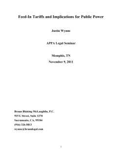 Feed-In Tariffs and Implications for Public Power
