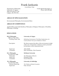 Frank Jankunis - Department of Philosophy