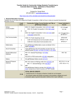 B.S.W. Transfer Guide from Colorado Community Colleges