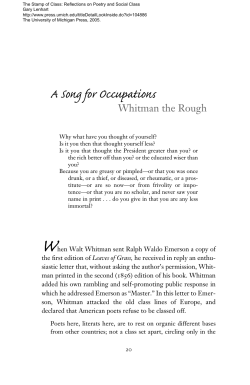 A Song for Occupations - The University of Michigan Press