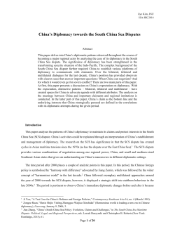 China`s Diplomacy towards the South China Sea Disputes