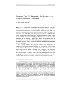 Parenting Title VII: Rethinking the History of the Sex Discrimination