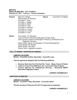 1 MINUTES REGULAR MEETING - CITY COUNCIL February 27, 2017