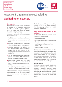 Hexavalent chromium in electroplating: Monitoring for exposure
