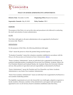 Policy on Senior Administrative Appointments