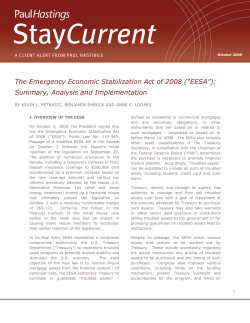 The Emergency Economic Stabilization Act of 2008 (&ldquo;EESA
