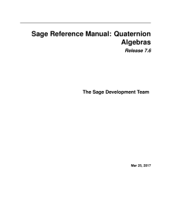 Sage Reference Manual: Quaternion Algebras