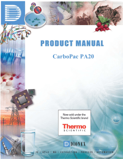 Product Manual for the CarboPac PA20 Column