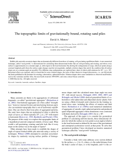 The topographic limits of gravitationally bound, rotating sand piles