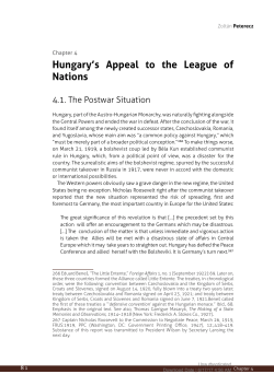 Hungary`s Appeal to the League of Nations