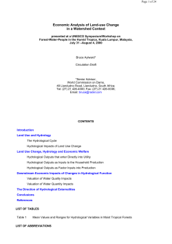 Economic Analysis of Land-use Change in a Watershed Context