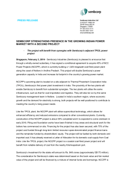 Sembcorp Strengthens Presence in the Growing Indian Power