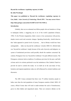 1 Beyond the workhouse: regulating vagrancy in India By Julia