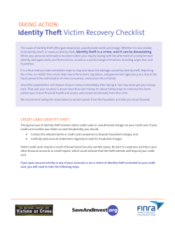 Identity Theft Victim Recovery Checklist