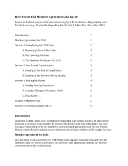Barr Farms CSA Member Agreement and Guide
