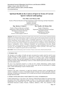 Spiritual Health in the Context of Sport in Terms of Current Sports