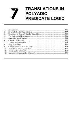 Chapter 7: Translations in Polyadic Predicate Logic